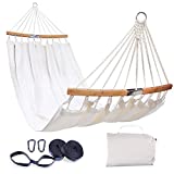 Hammock with Straps Kit, Sportneer Folding Spreader-Bar Double Hammock with Portable Storage Bag, 2-Person Bamboo Curved Bar Hammocks for Indoor Outdoor Garden Patio Backyard Porch Camping Backpacking