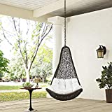 Modway EEI-2657-GRY-WHI-SET Abate Wicker Rattan Outdoor Patio with Hanging Steel Chain, Swing Chair Without Stand, White