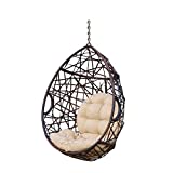 Christopher Knight Home 312592 Isaiah Indoor/Outdoor Wicker Tear Drop Hanging Chair (Stand Not Included), Multi-Brown and Tan