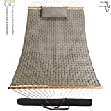 Castaway Living 13 ft. Large Flax Soft Weave Hammock with Free Pillow, Storage Bag, Extension Chains & Tree Hooks, Accommodates 2 People, 450 LB Weight Capacity, 13 ft. x 55 in.