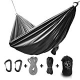 Outdoor Vitals Ultralight Hammock Under 1 lb with Suspension Included, Whoopie Sling Suspension, Tree Straps and Carry Bag (Charcoal, Double)