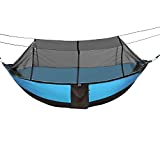 Sotech Camping Hammock with Bug Net and Rainfly, Waterproof Tree Hammock Tent 2 Person, Portable Hammock Set with Tree Straps for Indoor, Outdoor Hiking, Travel, Backpacking, Max Load 660lbs Blue