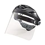 Jackson Safety F4XP Crown Face Shield, Ratcheting Safety Headgear, Clear Anti-Fog Polycarbonate Window for Grinding, Universal Pin Pattern, Black, 14262