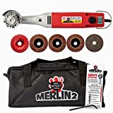 King Arthur's Tools Universal Carving Set, MERLIN2 Handheld Variable Speed Mini Angle Grinder Power Tool with 6 Accessories – For Woodworking, Cutting, Sanding, Grinding, Carving, Engraving # 10005