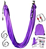 PFONB Aerial Silks - Premium Aerial Yoga Hammock Swing 5.5 x 3 Yards for Antigravity Yoga, Inversion Exercises, Improved Flexibility Core Strength - Daisy chains, Carabiners and Pose Guide(Purple)