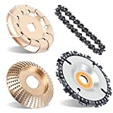 Pomsare Upgraded 4PCS Wood Grinding Wheel for 4' or 4 1/2' Angle Grinder, Grinder Wheel Shaping Disc w/Chain Attachment, Wood Carving Disc Tool for Cutting Sanding Polishing