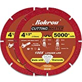 Rokrou Cutting and Grinding in One Diamond Brazed Cut Off Wheel Blade 4 1/2' for Angle Grinder, Cut Off Wheel Capable of 5000+ Cuts,7/8' Arbor Wide for Metal, Rebar, Iron, Brass