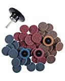 S SATC 46PCS Sanding Discs 2 Inch Roll Lock Quick Change Discs 1pcs 1/4'' Holder Surface Conditioning Discs Fine Medium Coarse for Die Grinder Surface Strip Grind Polish Burr Finish Rust Paint Removal