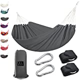 Gold Armour Hammock, Brazilian Style Hammock with Tree Straps for Hanging Durable Hammock, Portable Single Double Hammock for Camping Outdoor Indoor Patio Backyard (Gray)