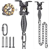 SELEWARE Hammock Hanging Kit, Bearing Swing Hanger with Spring, 39” Chain and Carabiner, 360°Rotation, Heavy Duty Indoor & Outdoor Hammock Chair Porch Swing Set Hardware for Wood and Concrete