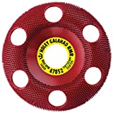 King Arthur's Tools Original and Patented Round Medium Red Holey Galahad Tungsten Carbide Disc for Woodworking, Shaping, and Smoothing - Fits most Standard 4 1/2', 115-125mm Angle Grinders #47852 RMR