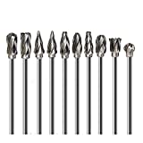 YUELUTOL Aluminum Cutting Bits Carbide Burr Set-10 Pieces With 3mm(1/8 inch) Shank Dia and 6 mm (1/4 Inch) Head Size For Die Grinder Bits Aluminum And Wood