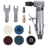 1/4 inch Angle Air Die Grinder,20000 RPM, 90 Degree Angled Air Die Grinder,with 4 pcs 2' Roll Lock Sanding Discs, Polished Color Pneumatic Angle Die Grinder