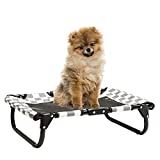 walnest Elevated Pet Cot Dog Bed Cat Play and Rest Raised Cot Lifted Hammock Trampoline Platform for Cooling for Dogs Cats Black and White Small