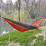 OuterEQ Portable Parachute Nylon Fabric Travel Camping Hammock Grey & Orange
