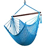 Caribbean Hammock Chair with Footrest - 40 inch - Soft-Spun Polyester - (Light Blue)