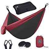 Extremus Double Camping Hammocks, Portable Hammock, Red/Charcoal, 10ft x 6.6ft