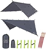 Gold Armour Rainfly Tarp Hammock, Premium 14.7ft/12ft/10ft/8ft Rain Fly Cover, Waterproof Ultralight Camping Shelter Canopy, Survival Equipment Gear Camping Tent Accessories (Gray 12ft x 10ft)