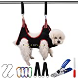 ATO-DJCX Dog Grooming Hammock Harness,Breathable Pet Cat Hammock Restraint Bag,with Dog Nail Clippers Trimmer Dog Nail File,Dog Grooming Sling Helper for Trimming Nail and Ear/Eye Care(S Size,8.5')