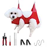 ENBEAUTIFUL Dog Grooming Hammock Harness for Dogs and Cats Pet Grooming Kit Sling for Indoor Nail Trimming Nail Clipping at Home(Red, Extra Small)