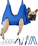 Kkiimatt 10 in 1 Pet Grooming Hammock Harness with Nail Clippers/Trimmer, Nail File, Comb,Breathable Dog Hammock Restraint Bag, Dog Grooming Helper for Nail Trimming/Clipping