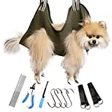 Dog & Cat Grooming Hammock Hanging Harness for Dogs & Cats Under 30 LBS - Premium Dog Sling for Nail Clipping - Pet Nail Trimming Restraint - Nail Clippers, Nail File, & Pet Comb Kit - Freshly Bailey