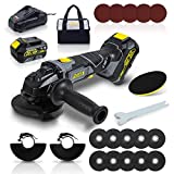 RIDA Cordless Angle Grinder , 20V 4-1/2'' Cut Off Tool , 10000RPM Variable Speed , 4.0Ah Lithium-ion Battery and Fast Charger, Dust Filter, 23Pcs Accessories