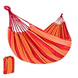 Best Choice Products 2-Person Indoor Outdoor Brazilian-Style Cotton Double Hammock Bed w/Portable Carrying Bag - Orange