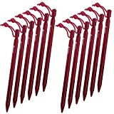 SOLEADER Tent Stakes Heavy Duty, Tent Pegs, 9 Inch, Aluminum, Utralight, Extra Long, for Camping Beach Hammock Tarp Shelter Cannopy (9, 12 Pack)