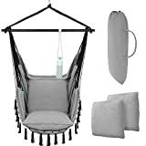 VITA5 Hanging Chair Outdoor & Indoor- Sturdy & Safe Hammock Chair - Stylish Boho Hanging Chair for Bedroom Decor - Easy to Assemble Hammock Swing - Comfy Padded Hanging Swing - Swinging Chair