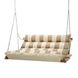 Hatteras Hammocks Regency Sand ​Deluxe Sunbrella Cushion Swing, Handcrafted in The Carolinas, Features Cumaru Wood, Accommodates Two People with an 450 Pound Weight Capacity