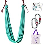 Aerial Yoga Hammock 5.5 Yards Premium Aerial Silk Fabric Yoga Swing for Antigravity Yoga Inversion Include Daisy Chain,Carabiner and Pose Guide (Turquoise)