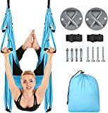 Aerial Yoga Swing Set Anti Gravity Yoga Hammock for Outdoor and Indoor Inversion Therapy Flying Sling Set (with Ceiling Mount Accessories)