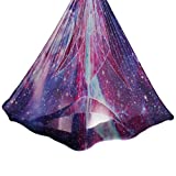 Aerial Yoga Hammock 5.5 Yards Premium Aerial Silk Fabric Yoga Swing for Antigravity Yoga Inversion Include Daisy Chain,Carabiner and Pose Guide (Starry Sky)