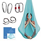 aum active Aerial Yoga Hammock - Durable Aerial Silk with Extension Straps, Carabiners, and Pose Guide - Aerial Silks for Home, Antigravity Yoga, Inversion Exercises, Yoga Starter Kit for All Levels