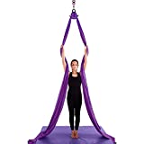 Aerial Yoga Hammock - Premium Aerial Silk Yoga Swing for Antigravity Yoga Inversion Exercises - Extension Straps, Improved Flexibility & Core Strength with Extension Straps, Cabiners, and Pose Guide