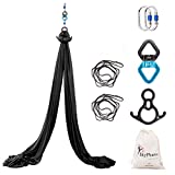 SKYPHAROS 11 Yards Aerial Silks Yoga Swing Set - Aerial Yoga Hammock Kit Anti-Gravity Flying for Fitness, Low/Non Stretch Nylon Tricot Fabric Hardware Included for Dance