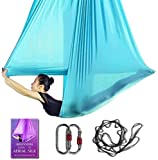Aerial Yoga Hammock L:5M W:2.8M Aerial Pilates Silk Yoga Swing Set with 2000 Ibs Load Include Daisy Chain, Pose Guide
