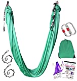 PFONB Aerial Silks - Premium Aerial Yoga Hammock Swing 5.5 x 3 Yards for Antigravity Yoga, Inversion Exercises, Improved Flexibility Core Strength - Daisy chains, Carabiners and Pose Guide(turquoise)