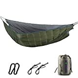 Double Hammock Underquilt, HIKERBRO 4 Season Heavy Duty Under Quilt with Tree Straps, Large Hammock Protector for Winter Camping, Backpacking, Hiking, Green