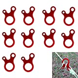 WESTONETEK Pack of 10 Aluminum Guyline Wind Rope Buckle Cord Adjuster for Tent Camping Hiking Backpacking Outdoor Activity, Red