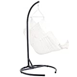 MUSUFIMIIX C-Type Hammock Chair Stand with Base Clips- Heavy Duty Hanging Chair Stand Only - for Porch Patio Garden, Outdoor/Indoor (Black)