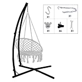 C-Type Hammock chair Stand, Heavy Duty Steel Solid Hammock Rack Stand, Adjustable Height, for Hanging Chairs,Tree tent，Loungers, Air Porch, Swings , Indoor/Outdoor Patio, Yard, 220lbs Capacity （BLACK）