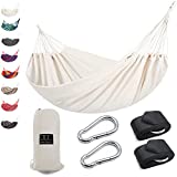 Gold Armour Hammock, Brazilian Style Hammock with Tree Straps for Hanging Durable Hammock, Portable Single Double Hammock for Camping Outdoor Indoor Patio Backyard (Beige White)