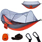 YOOMO Camping Hammock with Mosquito Net & 10ft Hammock Tree Straps Portable Lightweight Parachute Fabric Travel Bed for Hiking, Backpacking, Garden. (Gray/Orange)