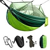 Tavolozza Camping Hammock with Mosquito/Bug Net, 10ft Hammock Tree Straps and Carabiners, Easy Assembly, Portable Parachute Nylon Hammock for Camping, Backpacking, Survival, Travel, Indoor & More