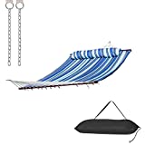 Cool Area Quilted Fabric Double Hammock with Detachable Pillow and Spreader Bars 2 People Heavy Duty 475lbs Capacity, Catalina Beach