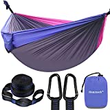 Double Hammock, Camping Hammock with 2 Tree Straps(16+2 Loops), Two Person Hammocks with 210T Nylon Parachute Portable Lightweight Hammock for Backpacking, Outdoor, Beach, Travel, Hiking, Camping Gear