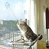 Cat Bed Window, Cat Window Hammock Window Perch , Safety Cat Shelves Space Saving Window Mounted Cat Seat for Large Cats (Beige Premium Set)