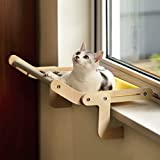 MewooFun Cat Window Perch Lounge Mount Hammock Window Seat Bed Shelves for Indoor Cats No Drilling No Suction Cup (Yellow/Grey)
